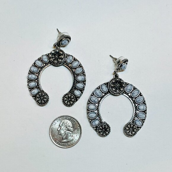 Western Boho Style Silver Concho Naja Earrings #880 - Picture 8 of 11